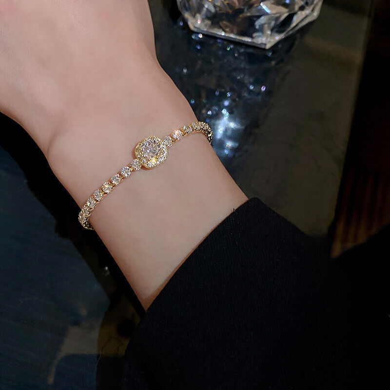 Bracelet en or rose avec cœur en zircon et alliage simple pour femme