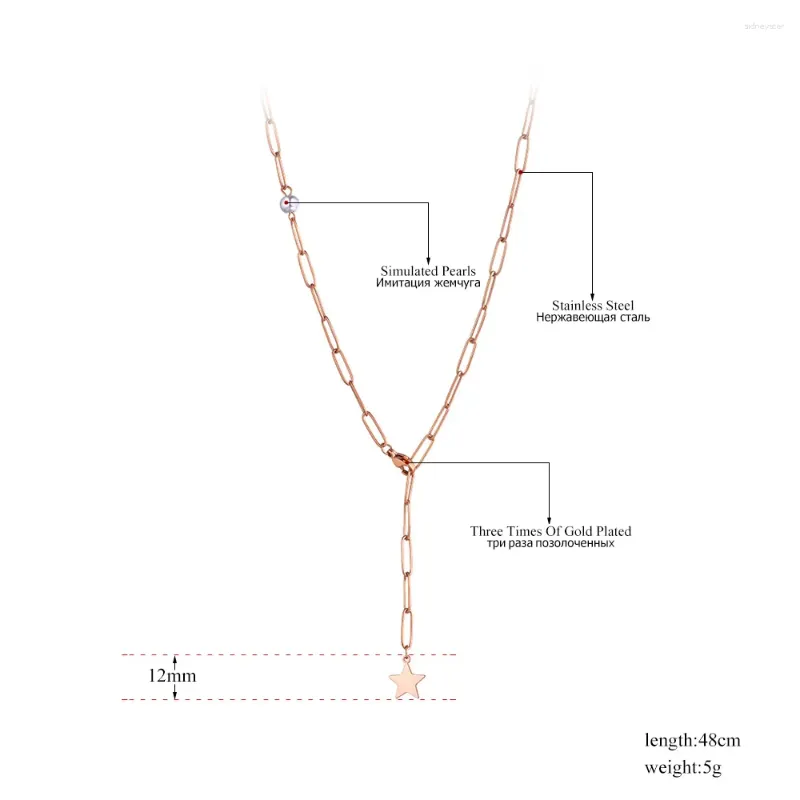 Cadenas JeeMango, gargantilla de cadena con dije de estrella de acero inoxidable, estilo bohemio, joyería de playa, colgante de perla para mujer_voghion.com
