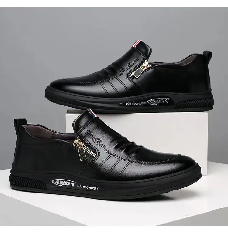 Lässige Lederschuhe für Männer Trend Marke Loafers Herbst ZIP Flat Man S Sneakes Business Bequeme Mokassins Tenis_voghion.com