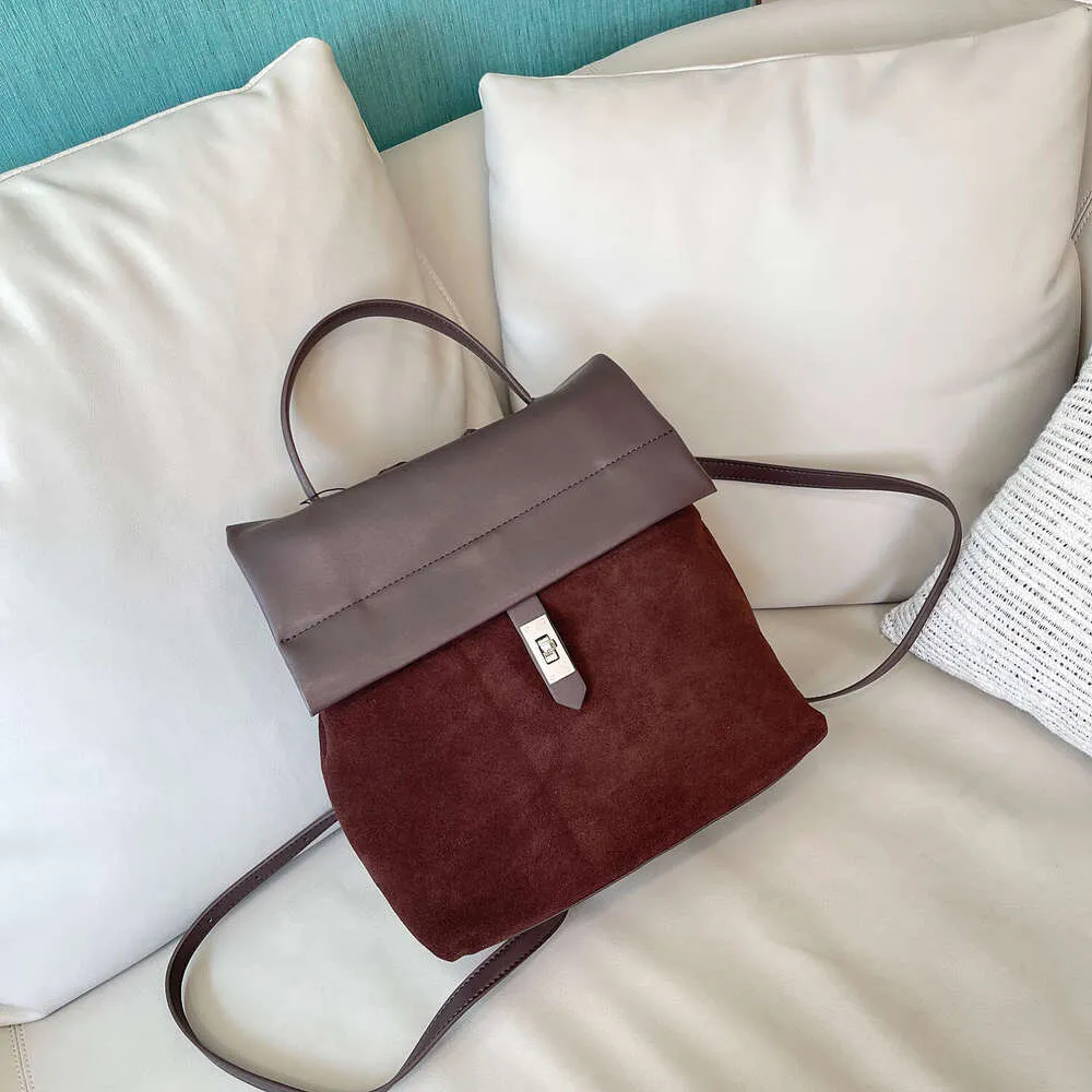 Sac à dos rétro décontracté pour femme, nouvelle collection automne-hiver, multicouches, en daim mat + cuir de vache fendu, pour les déplacements quotidiens_voghion.com
