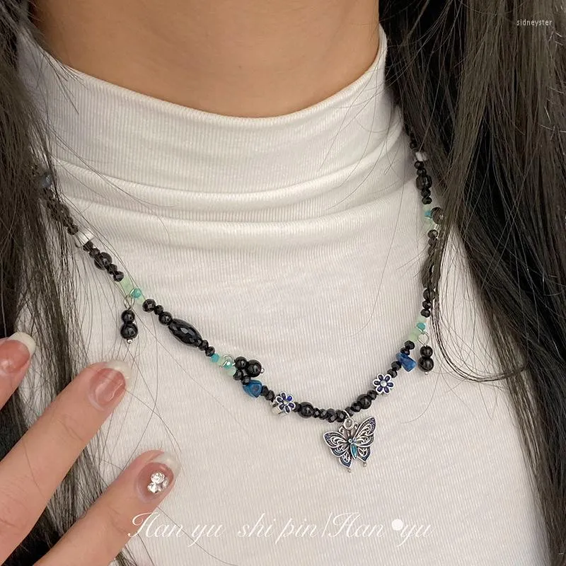 Collane con ciondolo Collana con perline in pietra naturale fatta a mano in stile cinese vintage 2023 Choker a farfalla dal design alla moda_voghion.com