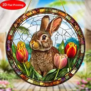 Attrape-soleil lapin lumineux - Art acrylique teinté 9" . Décoration printanière pour les célébrations de Pâques ou le charme de la chambre._voghion.com