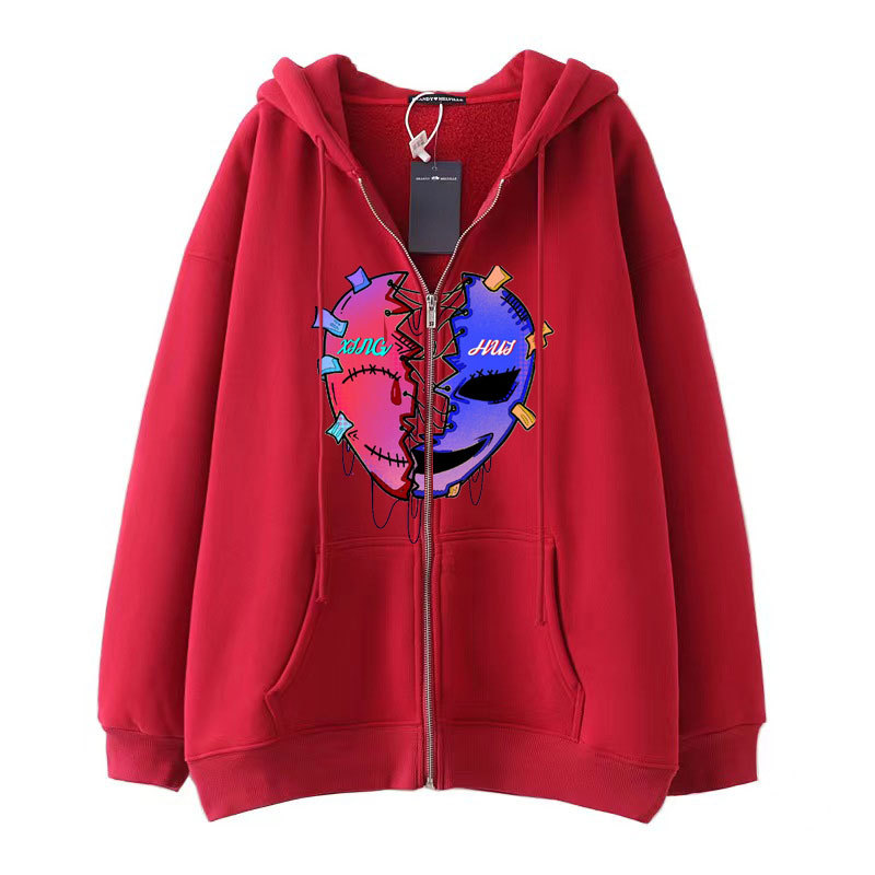 Men's Clothing Dark style hip hop gothic Harajuku Y2K casual versatile men's zipper hoodie Harajuku couple jacket sweater trend_voghion.com