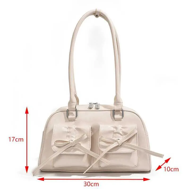 Süße Unterarmtaschen im Fliege-Design für Frauen und Mädchen, lässige Y2K-Mode-Handtaschen aus Pu-Leder, Schultertasche Ba241211_voghion.com