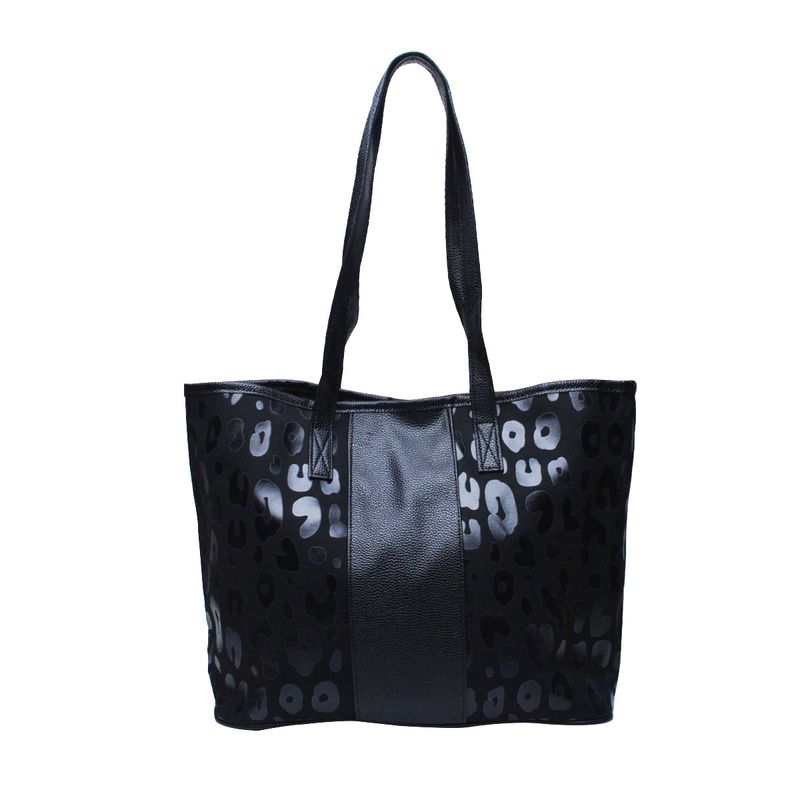 Große Kapazität, schwarze, leuchtende Leopardenmuster, dreiteilige Reisetasche, modische Urlaubsgepäcktasche, tragbare_voghion.com