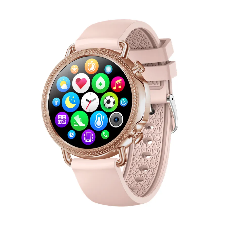 V25 Women's Smart Watch Full Circle Full Touch Temperature Monitoring Custom Push Dial_voghion.com