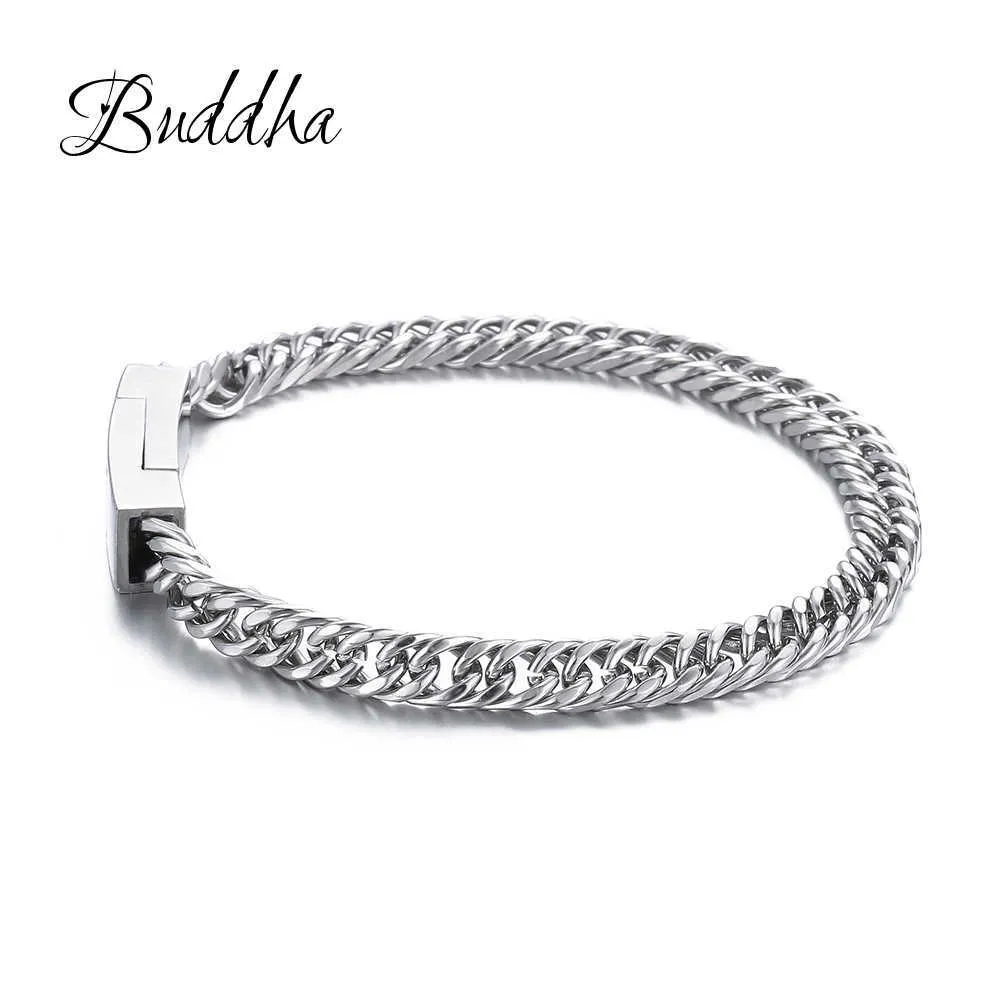 Brățară cu lanț din argint Buddha, culoare argintie, pentru bărbați, bijuterii, cadou, calitate bună, 210609_voghion.com