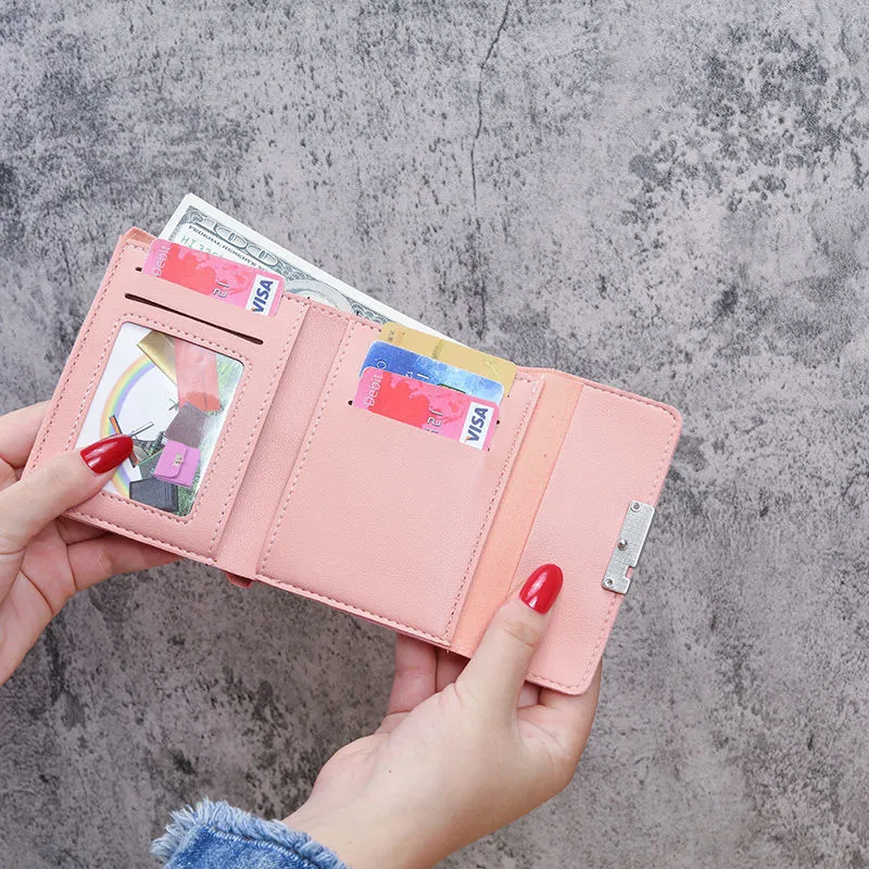 Süße Mini Mode Frauen Designer Leder Geldbörse weibliche Haspe Brieftasche_voghion.com