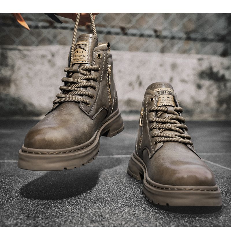Herbst und Winter Modemarke Leder Martin Stiefel Casual Herrenschuhe High Top Arbeitsstiefel Höhe-up vielseitige Herren_voghion.com