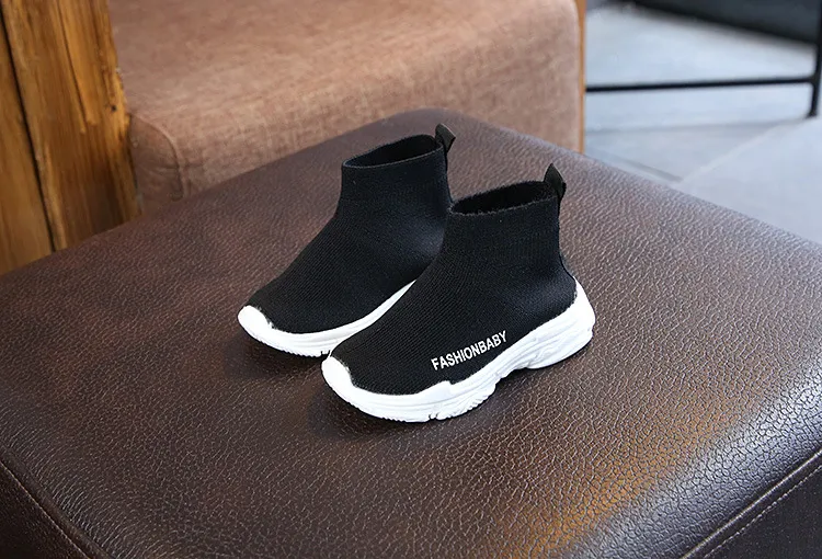 Tênis de cano alto infantil casual sem cadarço respirável meias infantis antiderrapantes botas de neve meninos meninas calçados esportivos tamanhos 21-30_voghion.com