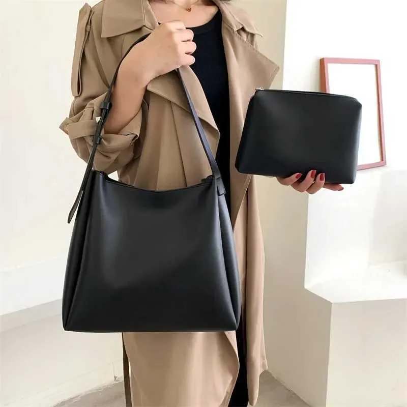 Sac à main et portefeuille en cuir tendance 2024 pour femme, simple, grande capacité, bandoulière, Y241011_voghion.com