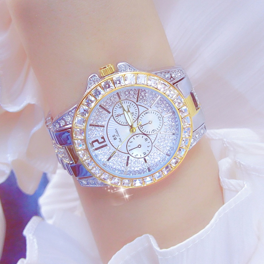 Bs Bee Sister Ladies Diamond Watch Montre à quartz de luxe pour femme, montre à quartz étanche de luxe pour femme_voghion.com