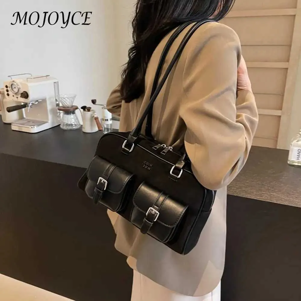 Kvinder Retro Tote Håndtaske PU Læder Casual Multi Lommer Mode Armhulstaske Dame Pendlertaske Ba241210_voghion.com