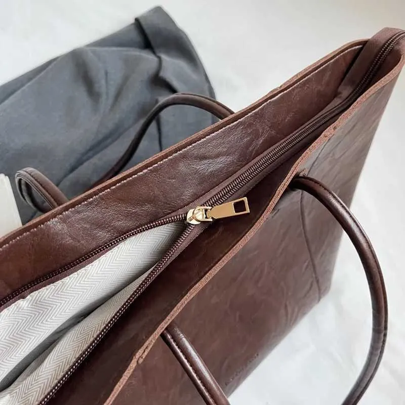 Borsa a tracolla casual da donna, alla moda, grande, per ufficio, per pendolari, con cerniera, per la spesa, a mano ..._voghion.com