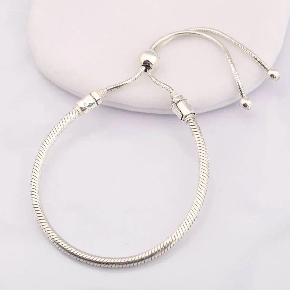 Sterling Sier Moments Chiusura scorrevole Regolabile Bracciale Pan Braccialetto Adatto Donna Perlina Ciondolo Fai da te Gioielli Europa CX200623_voghion.com