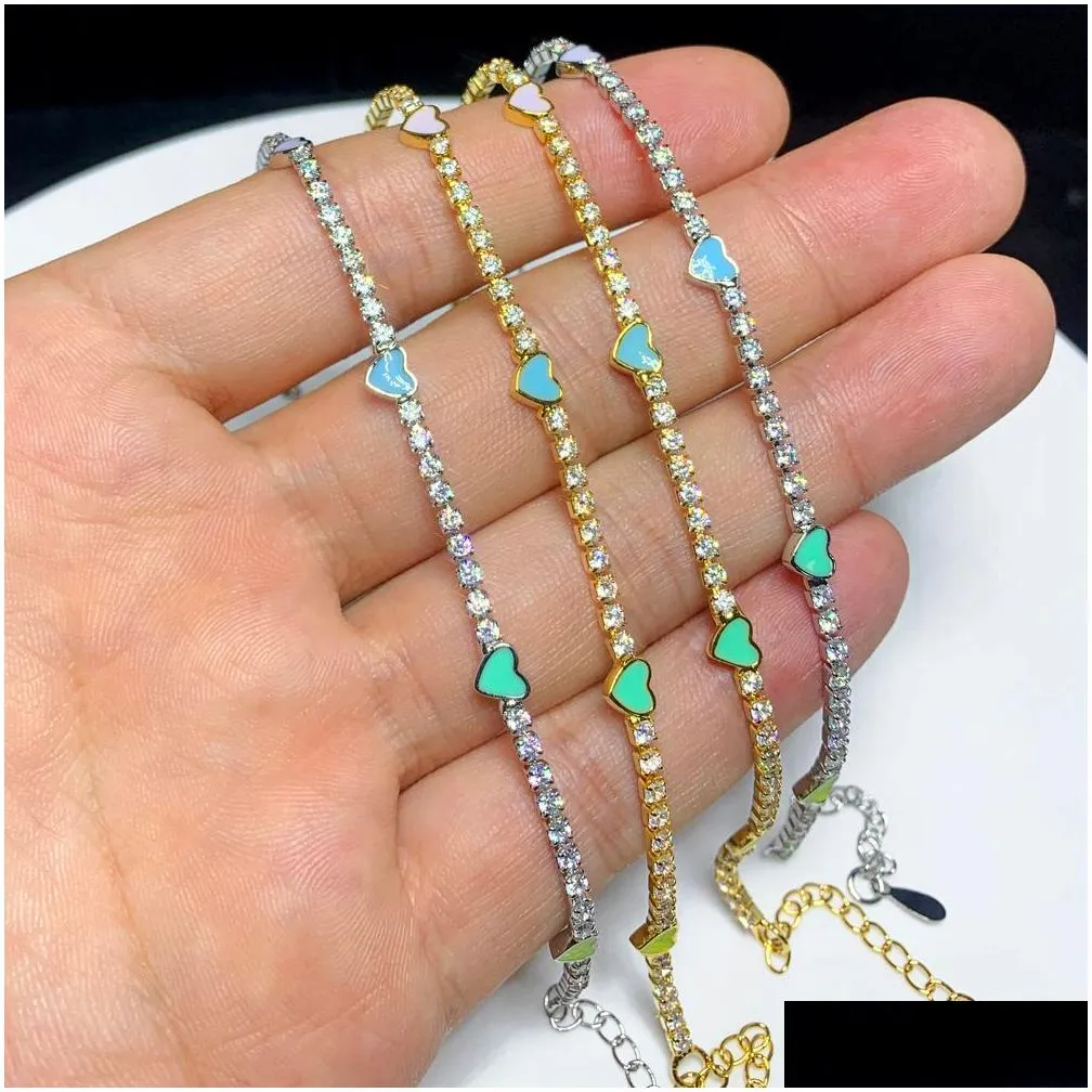 Bracciale charm smaltato arcobaleno cuore tennis elegante_voghion.com