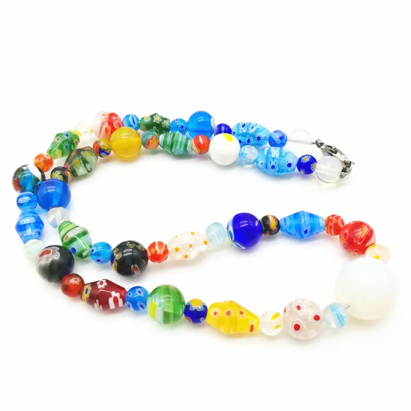 Ketten Mode Rad Millefiori Murano Glas Halskette 6-14mm_voghion.com