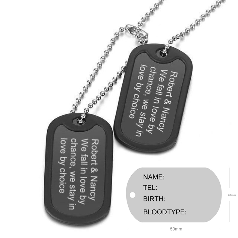 Personalized Stainless Steel Dog Army Tag Custom Engraved Name ID Photo Pendant Necklace Long Chain Military Army Style Jewelry_voghion.com
