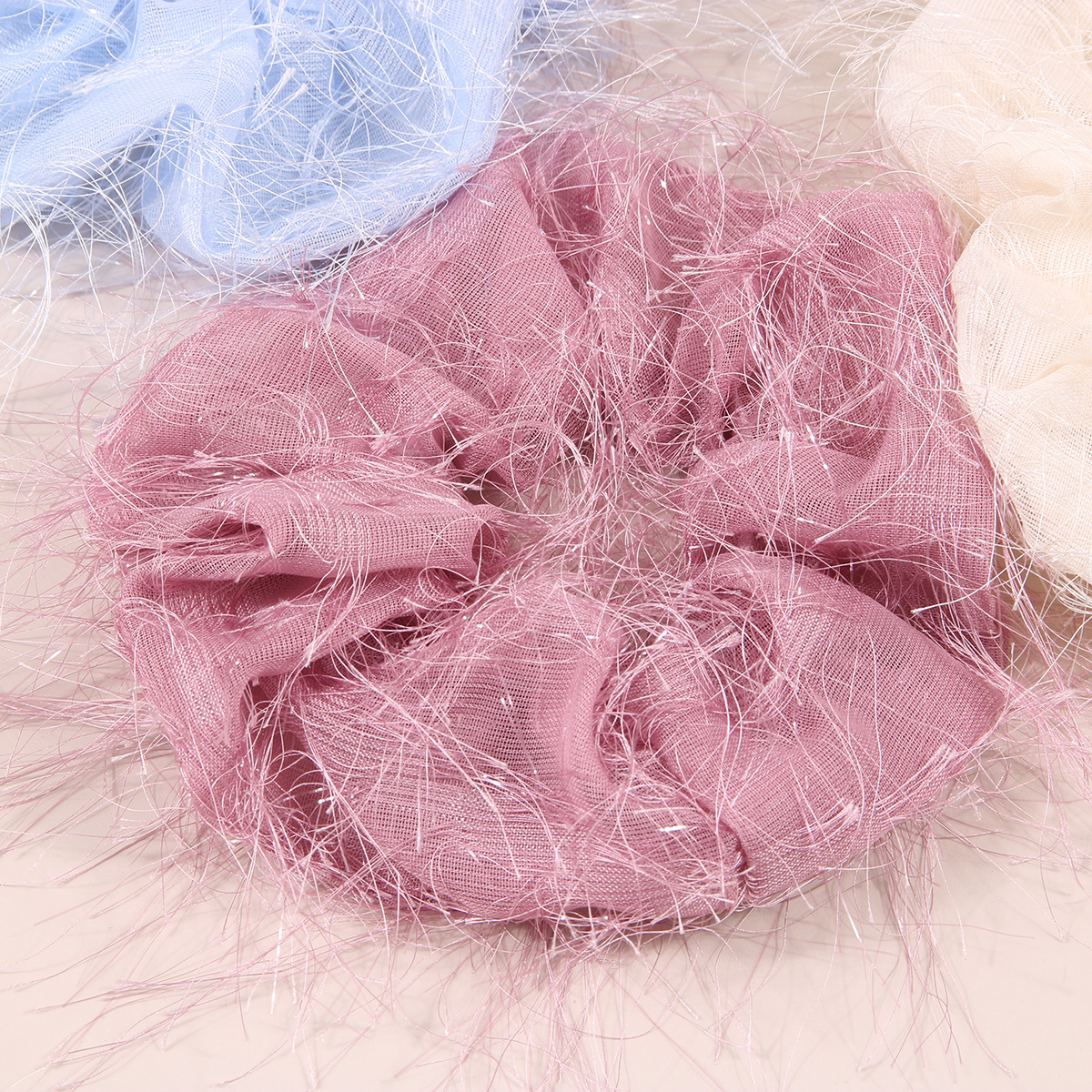 2023 new style super fairy bright silk large intestine hair ring Korean style mesh large intestine hair ring hair rope ball hair accessories wholesale_voghion.com