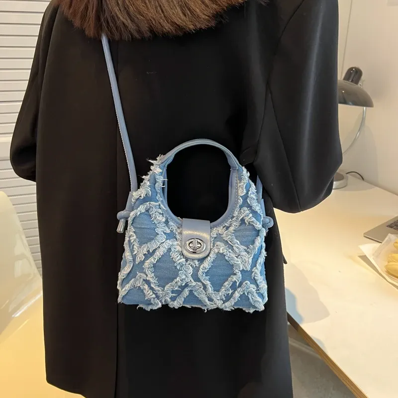 Hobo měkká džínová taška přes rameno malá crossbody taška pro ženy značkové módní kabelky totes_voghion.com