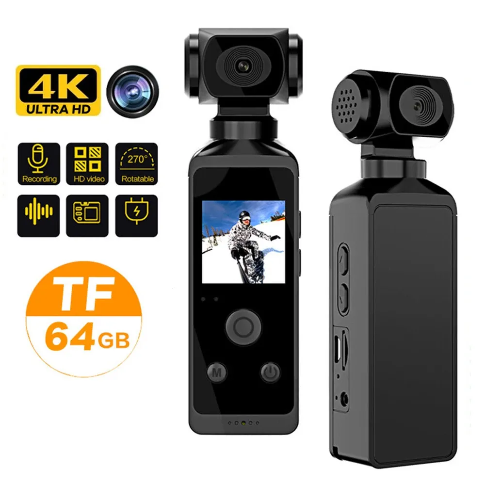 4K Ultra HD Pocket Action Camera 270° Rotatable Vlog Wifi Mini Sports Cam Waterproof Case Helmet Travel Bicycle Driver_voghion.com