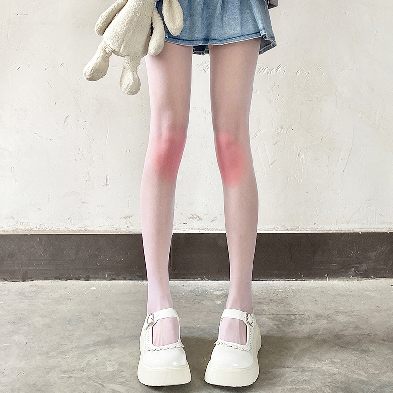 Japanese Style Women's Sheer Blush Gradient Tights Bare Leg Effect_voghion.com