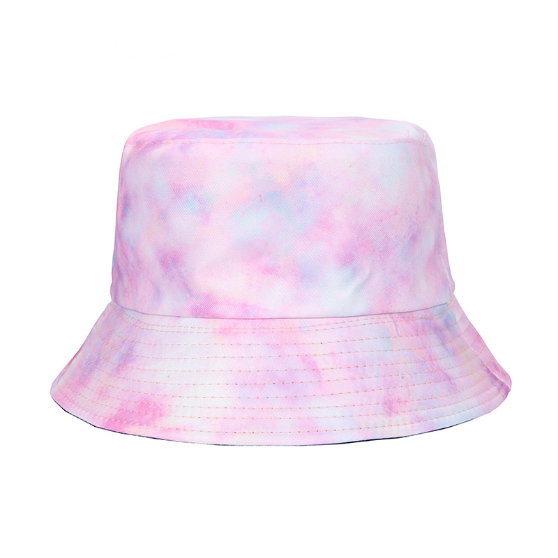 Summer New Tie Dyed Printed Wide Eaf Flat Top Unisex Outdoor Sunscreen Fisherman Hat  Bucket hat_voghion.com