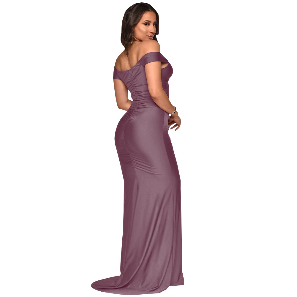 Damenkleid Mit V-ausschnitt One-shoulder-stil Und Schlitz Sommer_voghion.com