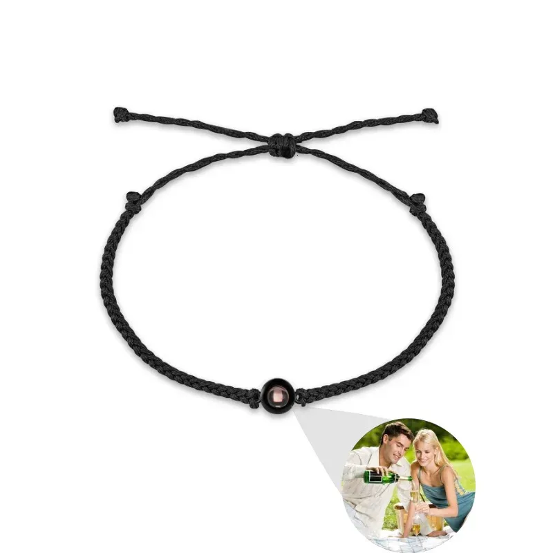 Pulseiras de projeção circular personalizadas Pulseira Po personalizada com joias memoriais de casal Presente para mulheres Homens 240710_voghion.com