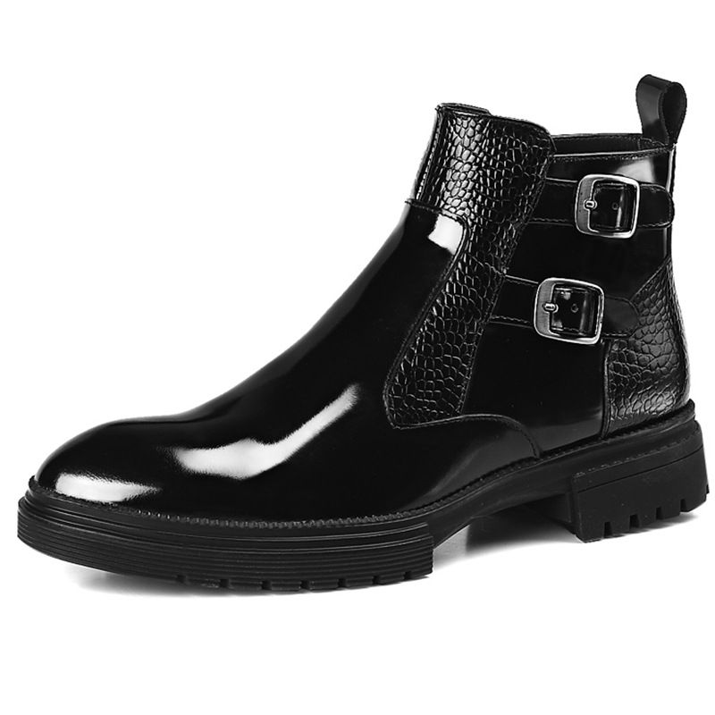 Men’s Shoes leather men's short thick soled big head round boots_voghion.com
