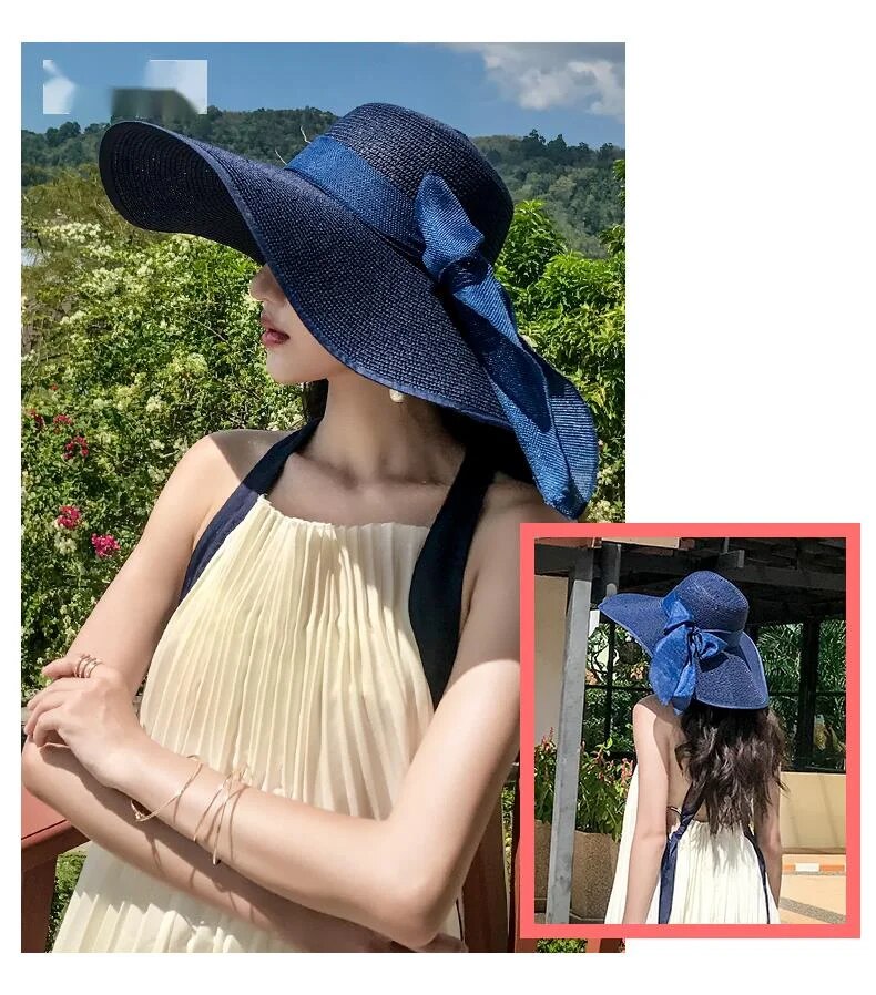 Letní slaměná dětská korejská edice Tidal Beach Protection Sun Vacation Všestranný Cool Hat s velkou krempou_voghion.com
