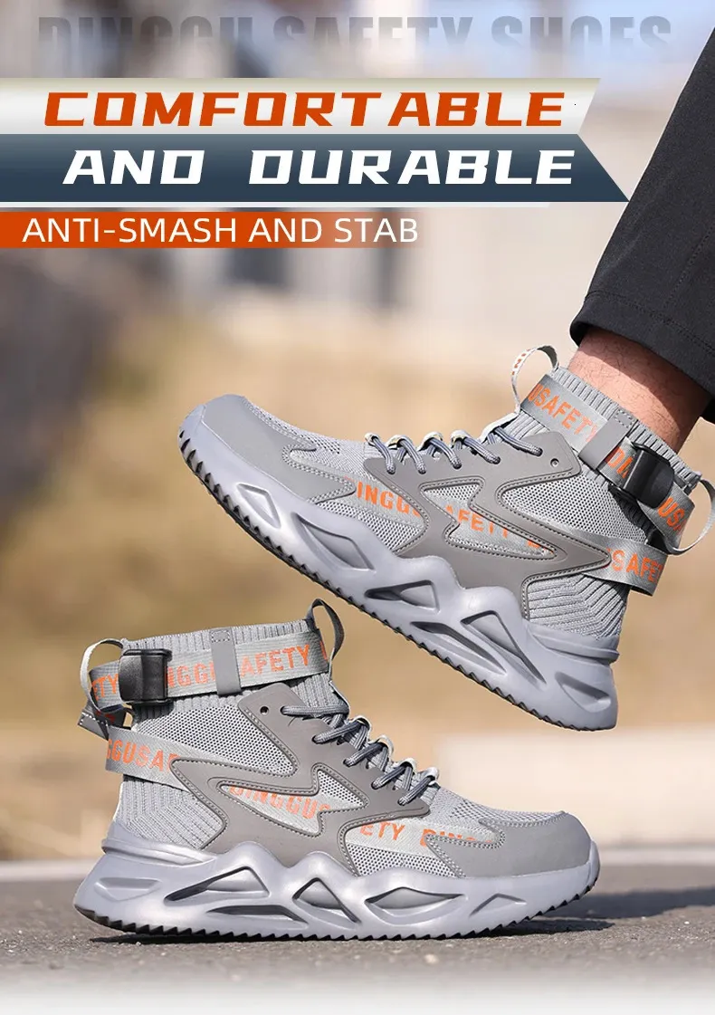 Men's Safety Boots Breathable Protective Work Footwear Steel Cap_voghion.com