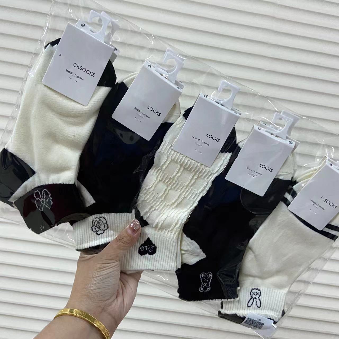 10 paia di calzini bianchi e neri da donna estivi sottili alla moda in stile college all-match semplice amore barca da donna_voghion.com