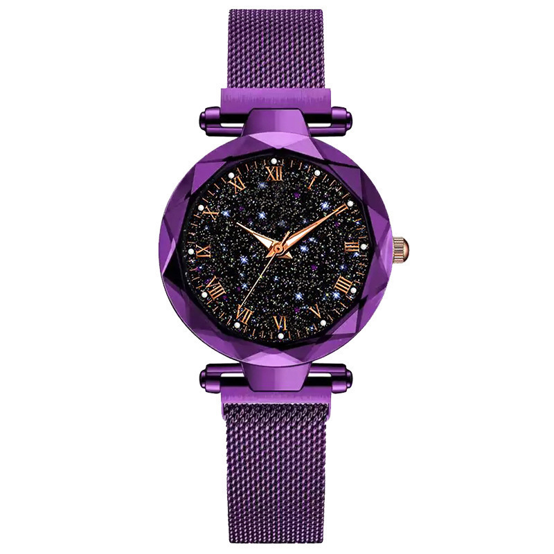 Reloj de cuarzo con imán de estrella de moda para mujer, luminoso, pulsera graduada de gypsophila romana, reloj para mujer