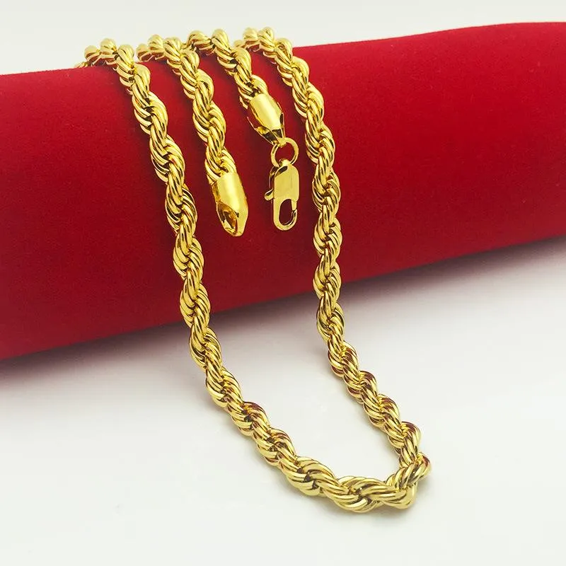 Kjeder Gullfylt Solid Twisted Chain Men Kvinner Smykker Mote Punk Style 5MM 6MM 7MM Full Størrelse For Your ChoiceKjeder_voghion.com