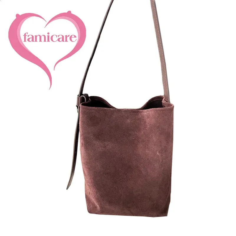 Borsa a tracolla in pelle scamosciata retrò autunno inverno 2024 da donna, di alta qualità, grande capacità, in pelle scamosciata, ascella_voghion.com