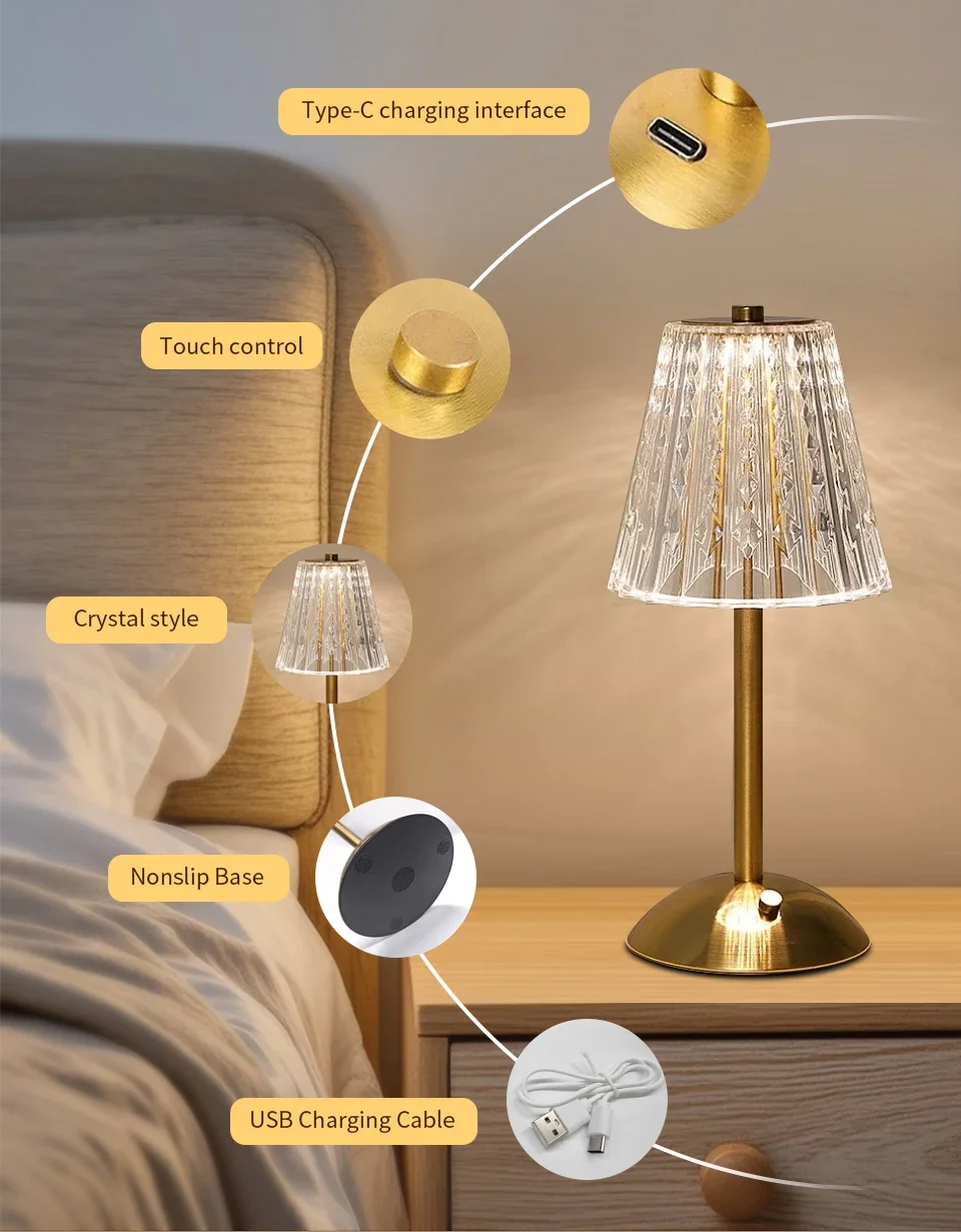 Touch Dimmable Wireless Table Lamp Rechargeable Portable Light_voghion.com