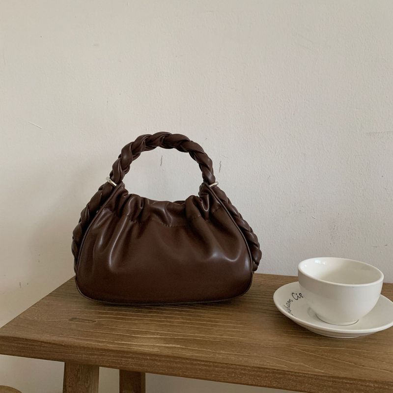 Start up Fashion Trend: Handgewebte Tasche mit einer Schulter, einfarbig, vielseitige Plissee-Tasche, lässig, stylisch,_voghion.com