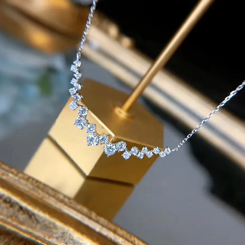 Colliers pendentifs CAOSHI Collier pour femme pour fiançailles Bijoux de mariage avec une rangée de cristal brillant Élégant Femme_voghion.com