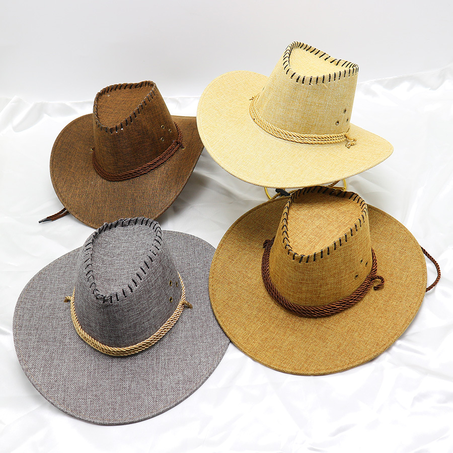 Men's cowboy hat fishing vacation travel hat summer large brim sun hat outdoor sun hat wholesale_voghion.com