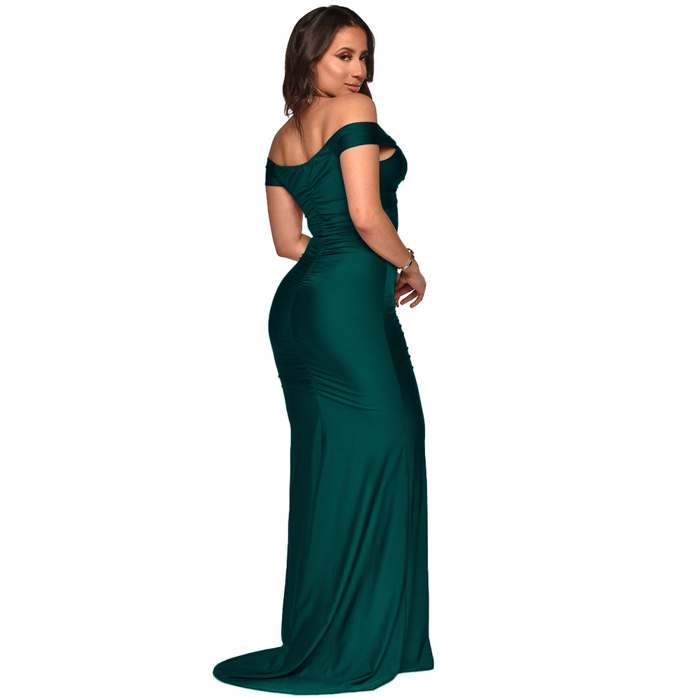 Damenkleid Mit V-ausschnitt One-shoulder-stil Und Schlitz Sommer_voghion.com