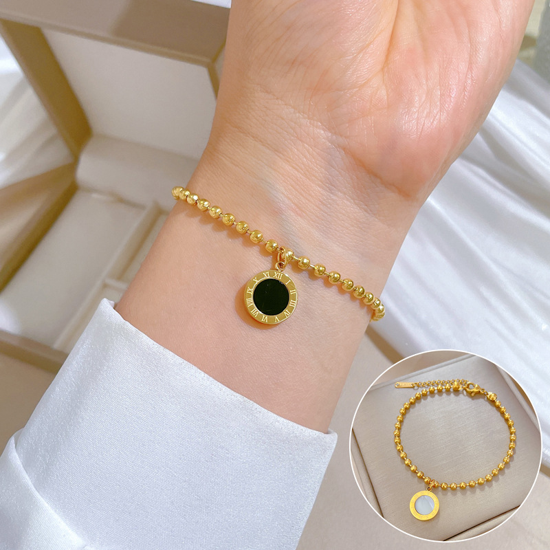 【Acier titane complet】 L'East Gate a un tempérament unique et un style cool et cool. Bracelet romain en perles rondes_voghion.com