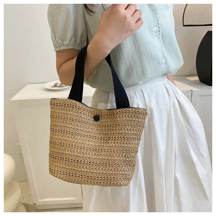 Personalisierte Stroh Tragetasche Für Damen Retro Strandhandtasche_voghion.com