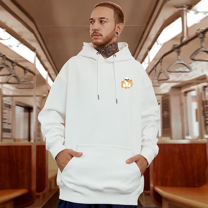 Herr hoodie cartoon oversized vintertröja med plyschfoder_voghion.com