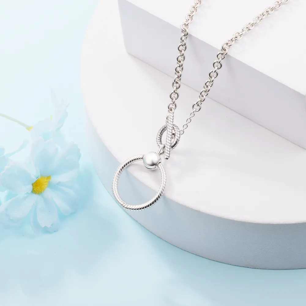 Chains Sier Sterling Jewelry Moments O Pendant T-bar Necklace For Women Gift Original Charm WholesaleChains Sidn22_voghion.com