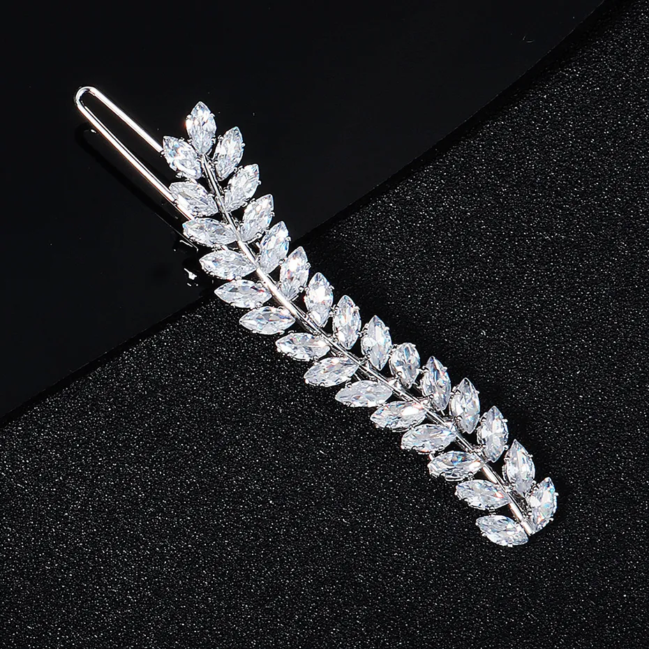 Miallo Modische Haarspange mit Zirkonia, Blatt-Clips für Frauen, Accessoires für Brautjungfern, Hochzeit, Haarschmuck, Party, Braut_voghion.com