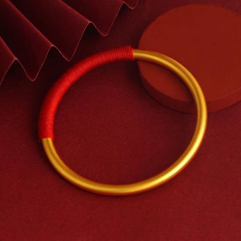 Vieam Bracciale chiuso in corda rossa antica e solida da donna, in oro finto_voghion.com