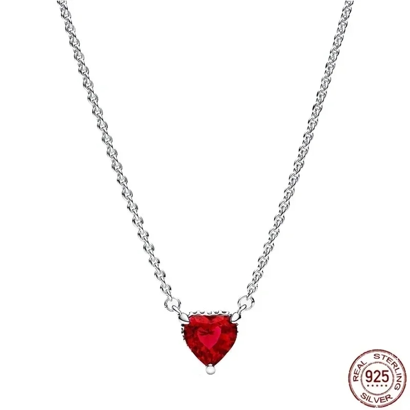 Klassiskt glänsande runt hjärta fyrkantigt hänge halsband hängsmycken_voghion.com