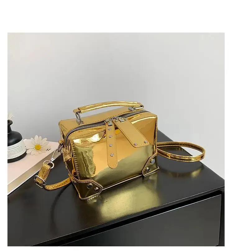Borsa a tracolla da donna elegante borsa a spalla quadrata oro_voghion.com