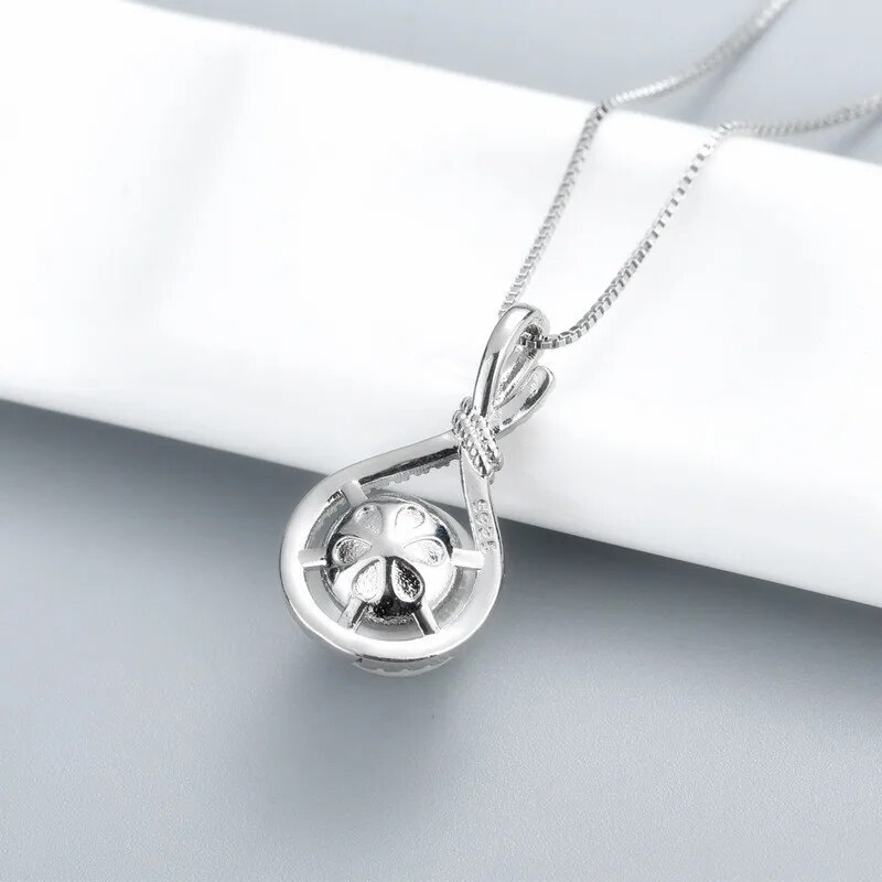 Collier pendentif en argent à la mode avec perle blanche ronde et zircone, accessoires pour femmes, mariage, fiançailles, vente en gros_voghion.com